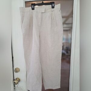 H&M Tan Khaki Beige Linen Pants Womens Sz 14 Trousers